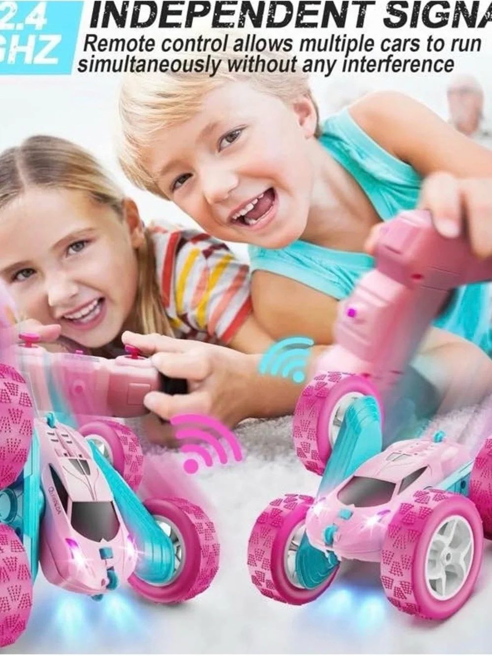 NEW - RC Cars, Pink Remote Control Car for Girls, 2.4 GHZ Double Sided RC Stunt